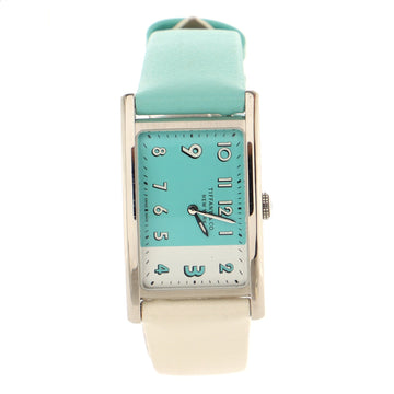 Tiffany & Co. East West 2-Hand Quartz Watch Stainless Steel and Leather 22