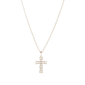 Bvlgari Serpenti Cross Necklace 18K White Gold and Diamonds