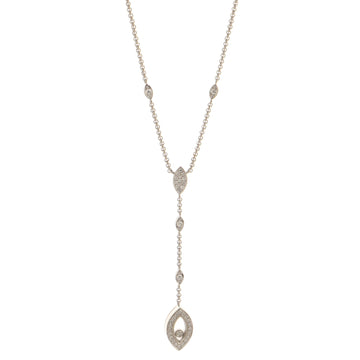 Chopard Happy Diamond Drop Pendant Necklace 18K White Gold with Diamonds and 1 Floating Diamond