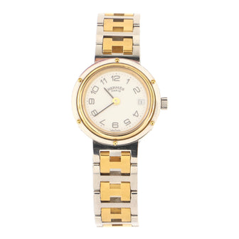 Hermes Clipper Quartz Watch Stainless Steel and Plated Metal 24