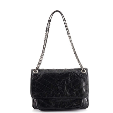 Saint Laurent Niki Chain Flap Bag Matelasse Chevron Leather Medium