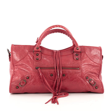 Balenciaga Part Time Classic Studs Handbag Leather red