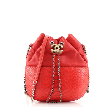 Chanel Gabrielle Drawstring Bag Calfskin and Python Small
