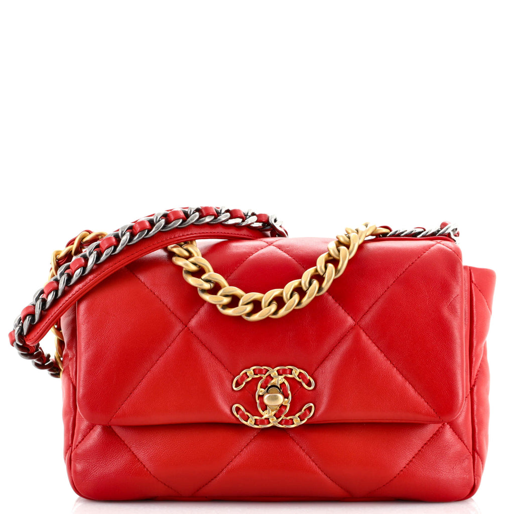 Chanel 19 Flap Bag Quilted Lambskin Medium Red 1501731