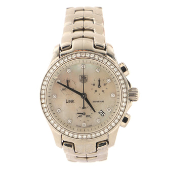 Tag Heuer Link Chronograph Quartz Watch Stainless Steel with Diamond Bezel and Markers and Mother of Pearl 33