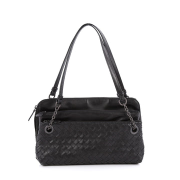 Bottega Veneta Compartment Chain Shoulder Bag Intrecciato Nappa Medium Black