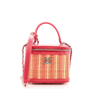 Chanel Take Away Vanity Case Rattan and Calfskin Small