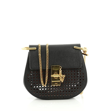 Chloe Drew Crossbody Bag Perforated Leather Mini Black