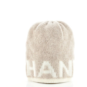 Chanel Logo Letters Beanie Cashmere and Wool with Silk