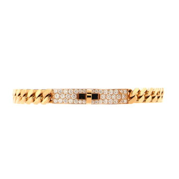 Hermes Kelly Gourmette Bracelet 18K Rose Gold and Pave Diamonds Extra Small