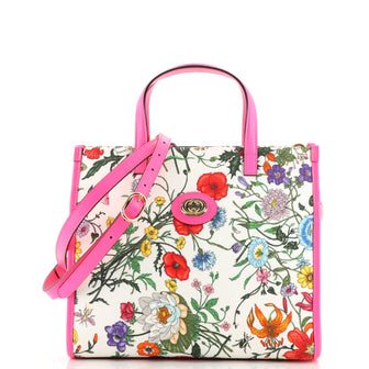 Gucci Convertible Open Tote Flora Canvas Small