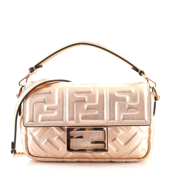 Fendi Baguette NM Bag Zucca Embossed Leather Mini