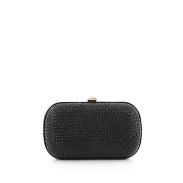 Bottega Veneta Box Clutch Woven Leather Small Black
