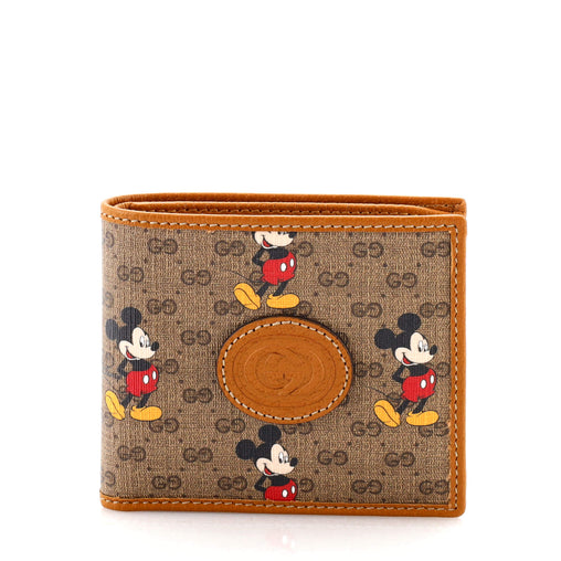 Gucci Disney Mickey Mouse Bifold Wallet Printed Mini GG Coated