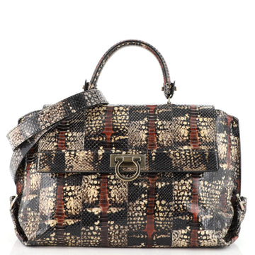 Salvatore Ferragamo Sofia Satchel Python Medium
