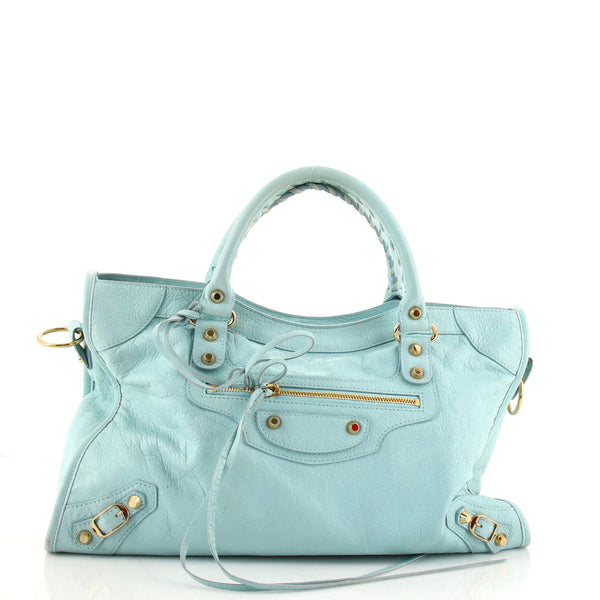 Balenciaga City Classic Studs Bag Leather Medium Blue 1504281