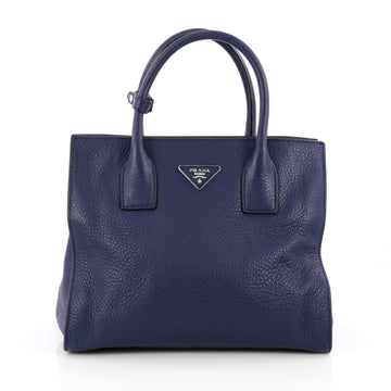 Prada Twin Shopping Tote Vitello Daino Medium Blue