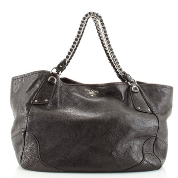 Prada Lux Chain Side Pocket Hobo Cervo Leather Large