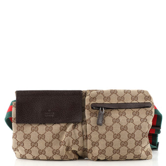 Gucci Vintage Double Belt Bag GG Canvas