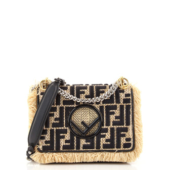 Fendi Kan I F Shoulder Bag Zucca Raffia Small