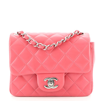 Chanel Square Classic Single Flap Bag Quilted Lambskin Mini