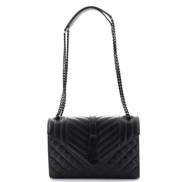 Saint Laurent Classic Monogram Envelope Satchel Mixed Matelasse Leather Medium