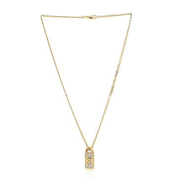 Chanel CC Dog Tag Pendant Necklace Metal with Crystals