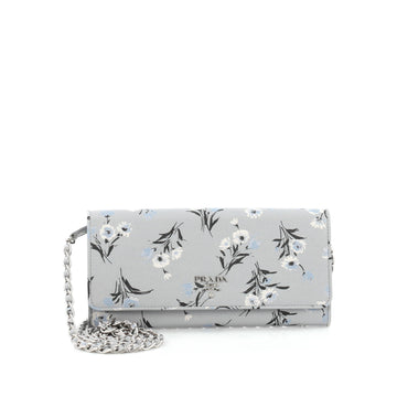 Prada Wallet on Chain Printed Saffiano Leather gray