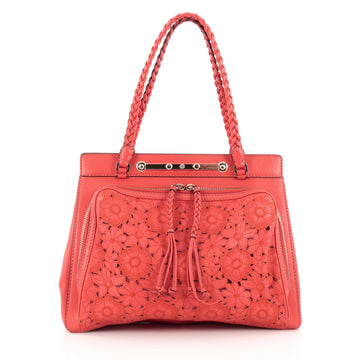 Valentino Demetra Tote Leather Lace red