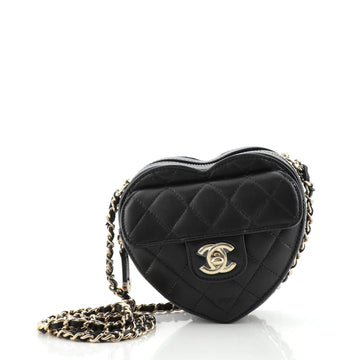Chanel CC in Love Heart Clutch with Chain Quilted Lambskin