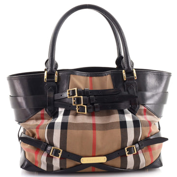 Burberry Bridle Lynher Tote House Check Canvas Medium