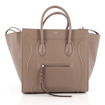 Celine Phantom Handbag Grainy Leather Medium Gray