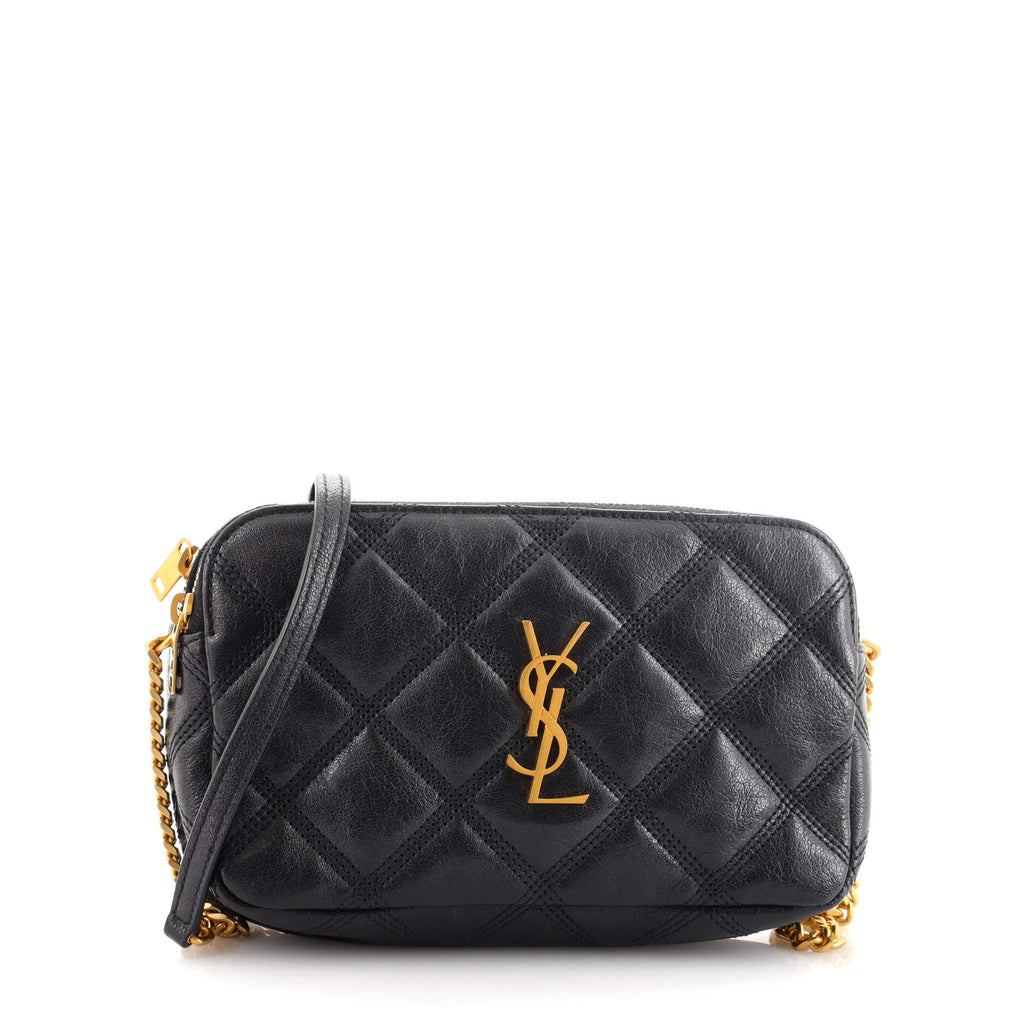 Saint Laurent Becky Double Zip Crossbody Pouch Quilted Leather