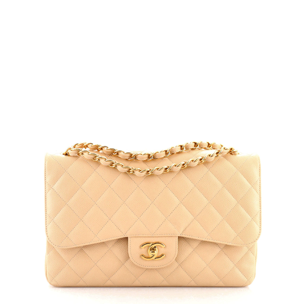Chanel Classic Double Flap Bag Quilted Caviar Jumbo Neutral 1507771