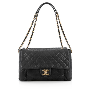 Chanel Chic Quilt Flap Bag Quilted Iridescent Calfskin Large Black