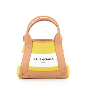 Balenciaga Navy Cabas Canvas and Leather XS yellow