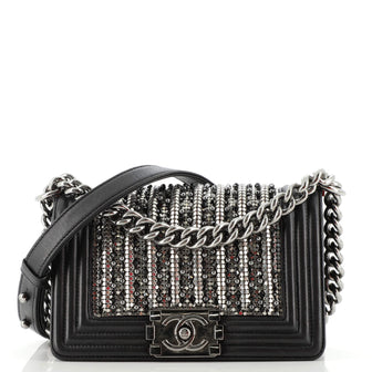 Chanel Boy Flap Bag Strass Embellished Leather Small