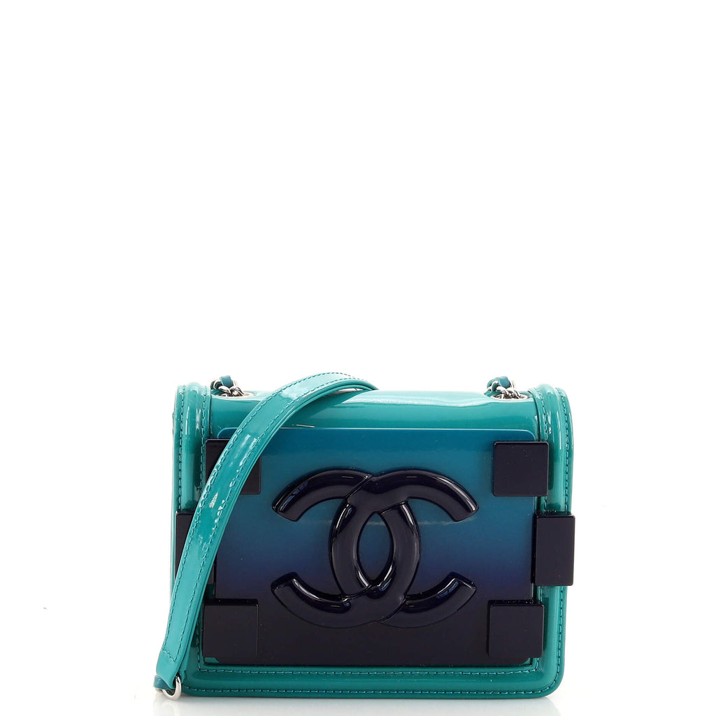 Chanel Boy Brick Flap Bag Patent and Plexiglass Mini Blue 1508614