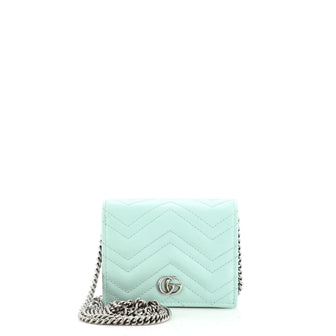 Gucci GG Marmont Card Case on Chain Matelasse Leather