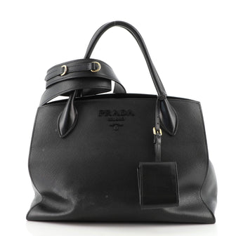 Prada Monochrome Tote Saffiano with City Calf Medium