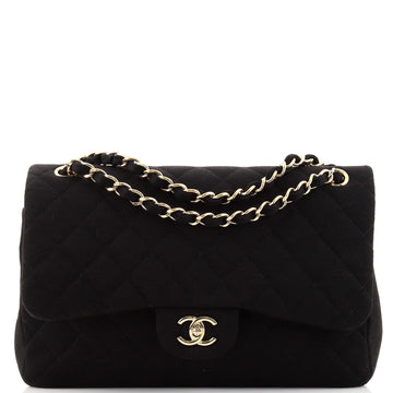Chanel Classic Double Flap Bag Quilted Jersey Jumbo