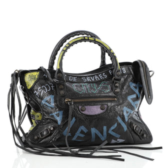 Balenciaga City Graffiti Classic Studs Bag Leather Small