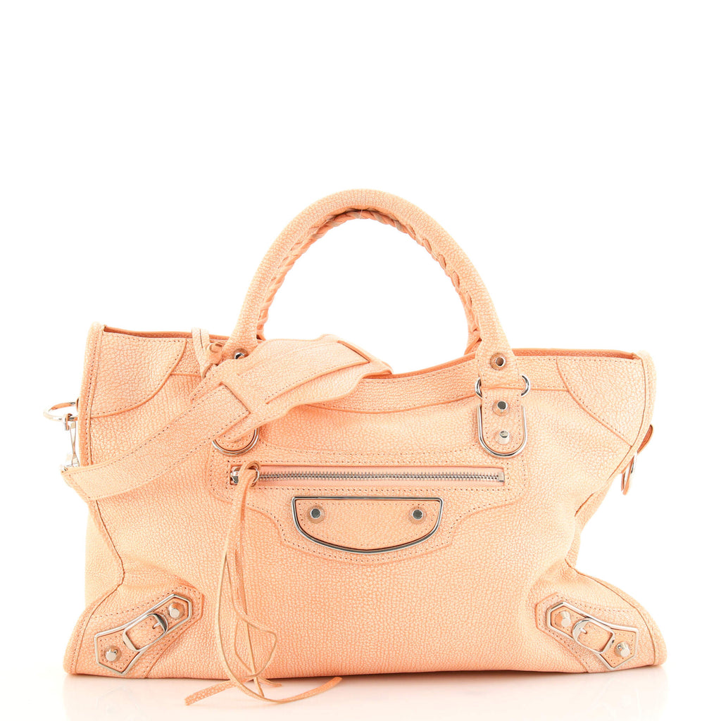 Balenciaga City Classic Metallic Edge Bag Leather Medium Pink 1510012