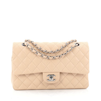 Chanel Classic Double Flap Bag Quilted Lambskin Medium neutral