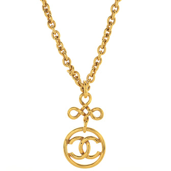 Chanel Vintage CC Round Pendant Necklace Metal