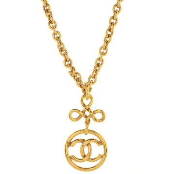 Chanel Vintage CC Round Pendant Necklace Metal