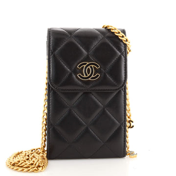 Chanel Pending CC Flap Phone Holder Crossbody Bag Quilted Lambskin