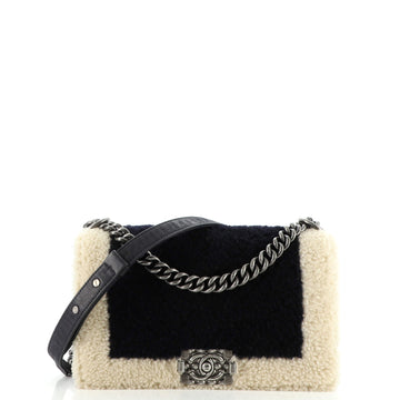 Chanel Boy Flap Bag Shearling Old Medium