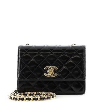 Chanel Vintage CC Chain Flap Bag Quilted Patent Mini