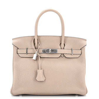 Hermes Birkin Handbag Grey Togo with Palladium Hardware 30